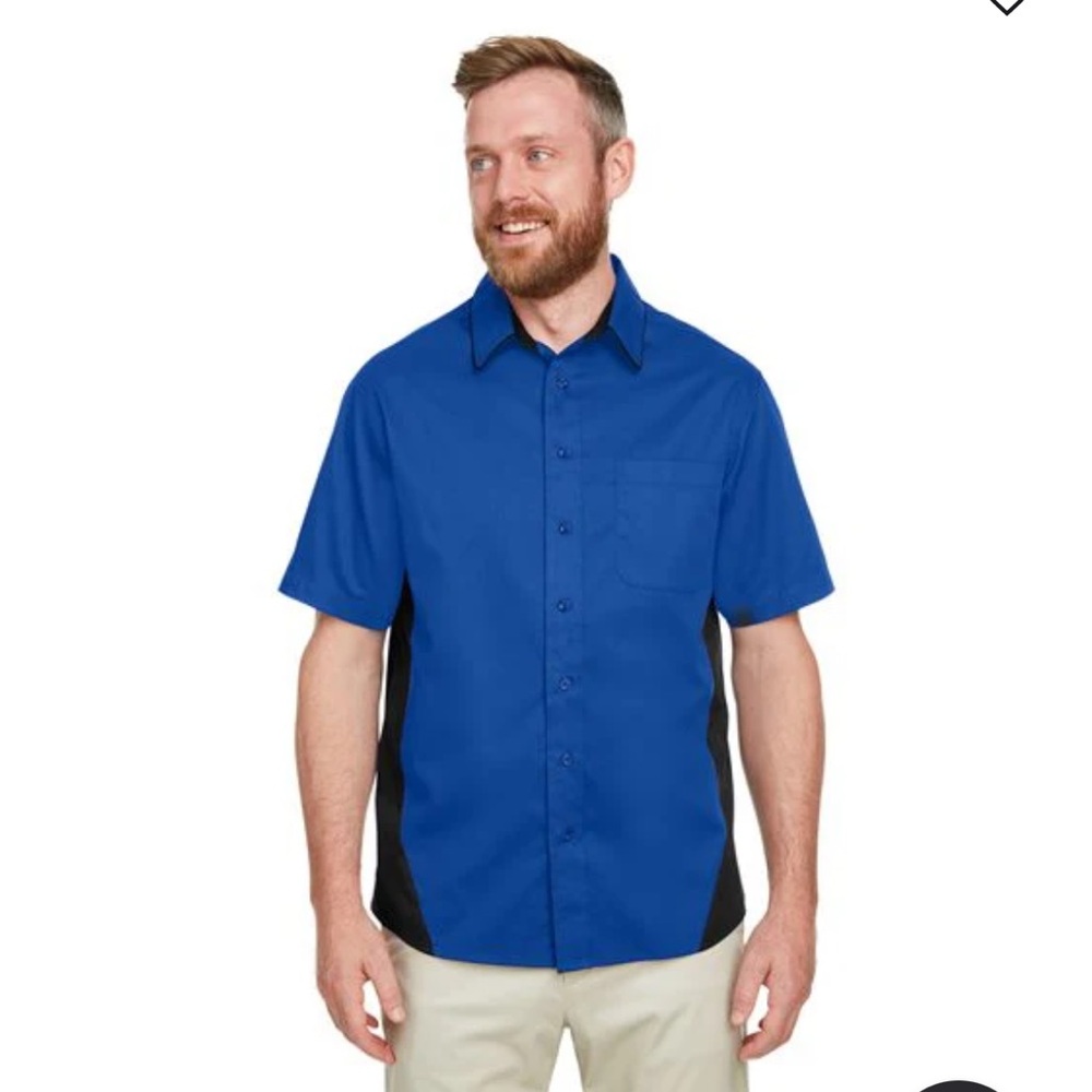 Harriton Men's Flash IL Colorblock Shirt Large‎ True Royal/ Black New With Tags